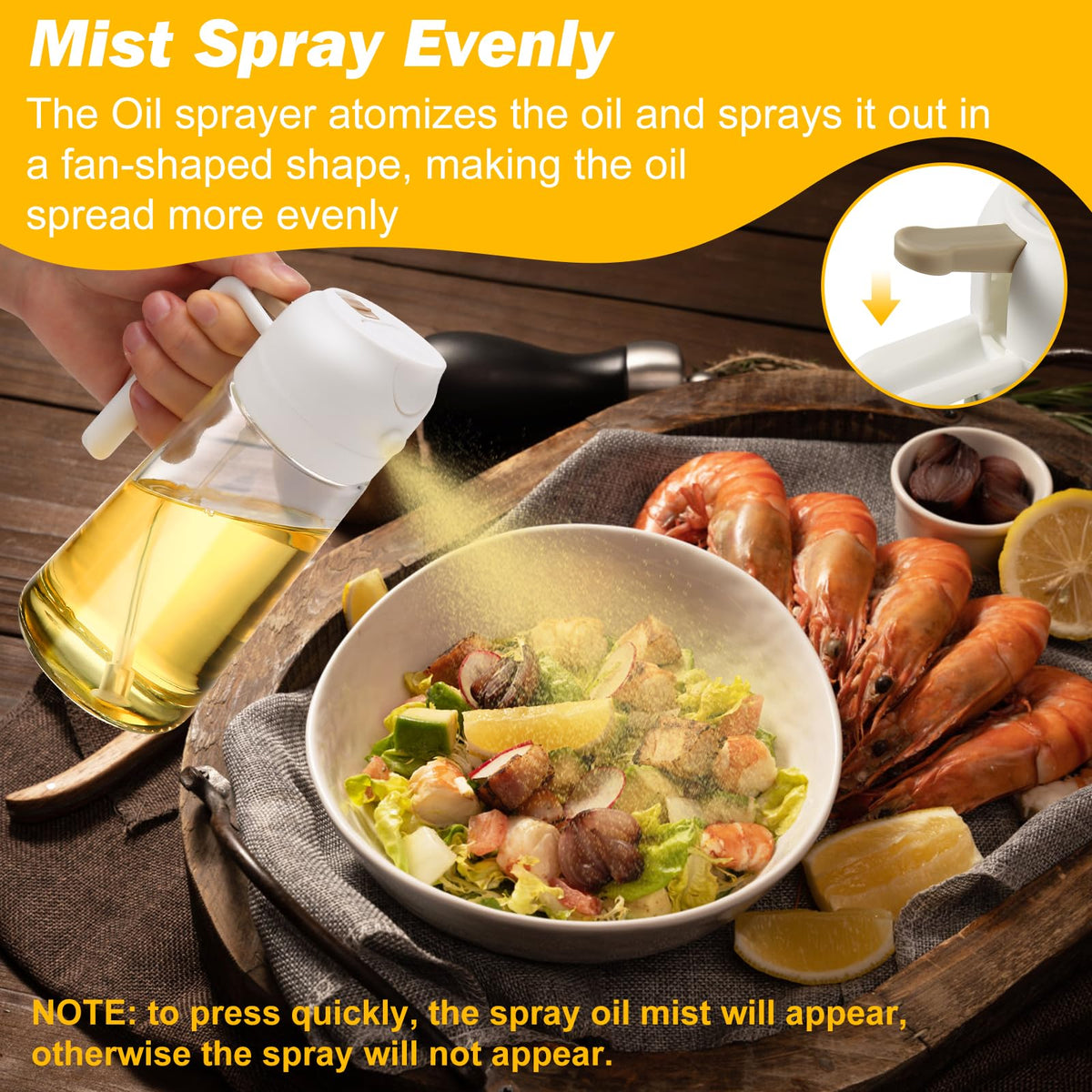 NNEDSZ 600ml 2 in 1 Glass Oil Sprayer Dispenser Kitchen Sprayz Cooking Baking Oil Bottle BBQ SpWhite